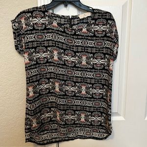 46. Pink republic pink and grey pattern blouse